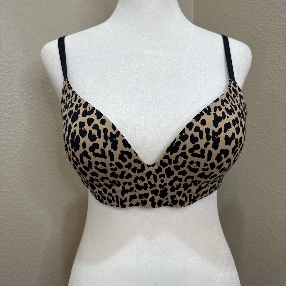Third Love Zero Edge Wireless Push-Up Bra 34C Leopard Animal Print NWT Comfort